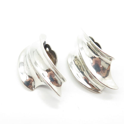 925 Sterling Silver Vintage Modernist Handmade Clip On Earrings