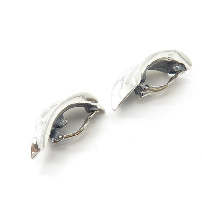 925 Sterling Silver Vintage Modernist Handmade Clip On Earrings