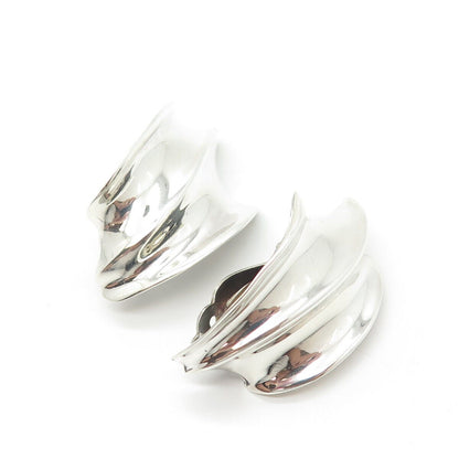 925 Sterling Silver Vintage Modernist Handmade Clip On Earrings