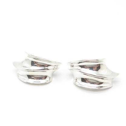 925 Sterling Silver Vintage Modernist Handmade Clip On Earrings