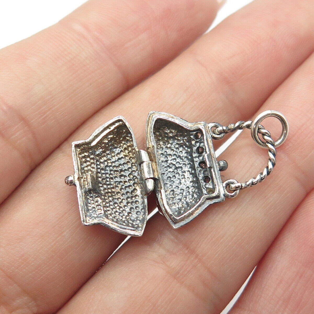 925 Sterling Silver Ross Simons C Z Handbag Locket Charm Pendant