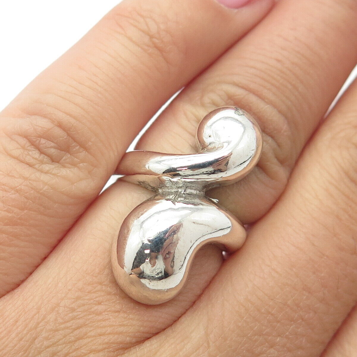 925 Sterling Silver Vintage Modernist Ring Size 5.25