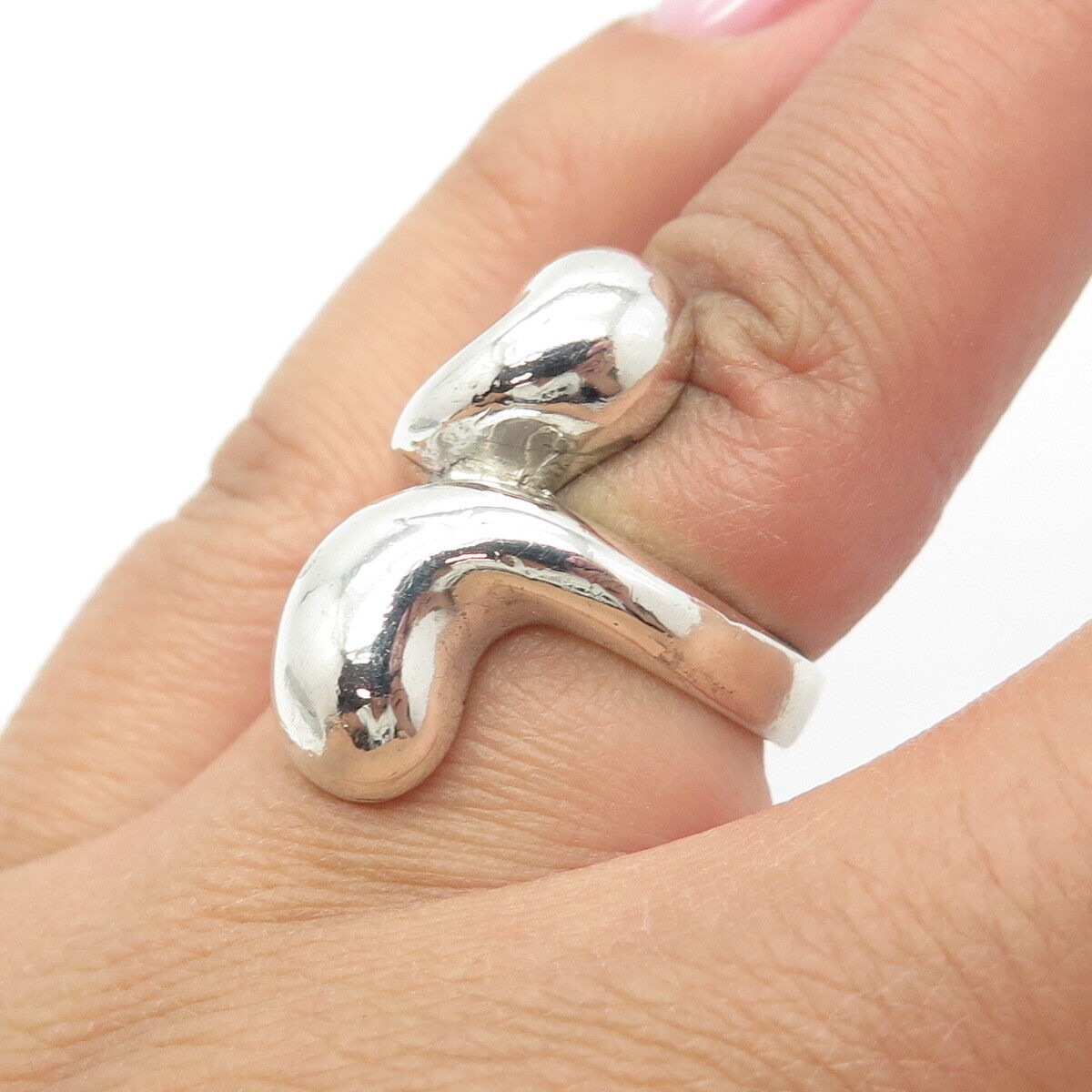 925 Sterling Silver Vintage Modernist Ring Size 5.25