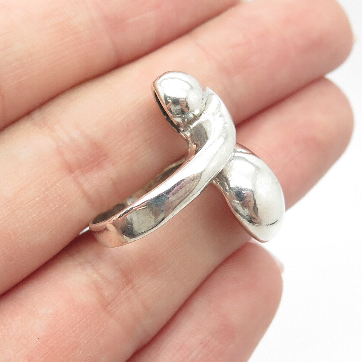 925 Sterling Silver Vintage Modernist Ring Size 5.25