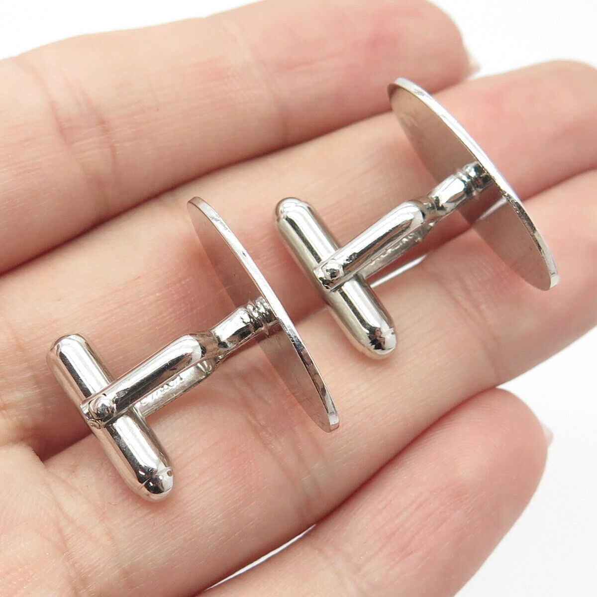 925 Sterling Silver Vintage Textured Oval Cufflinks