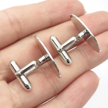 925 Sterling Silver Vintage Textured Oval Cufflinks