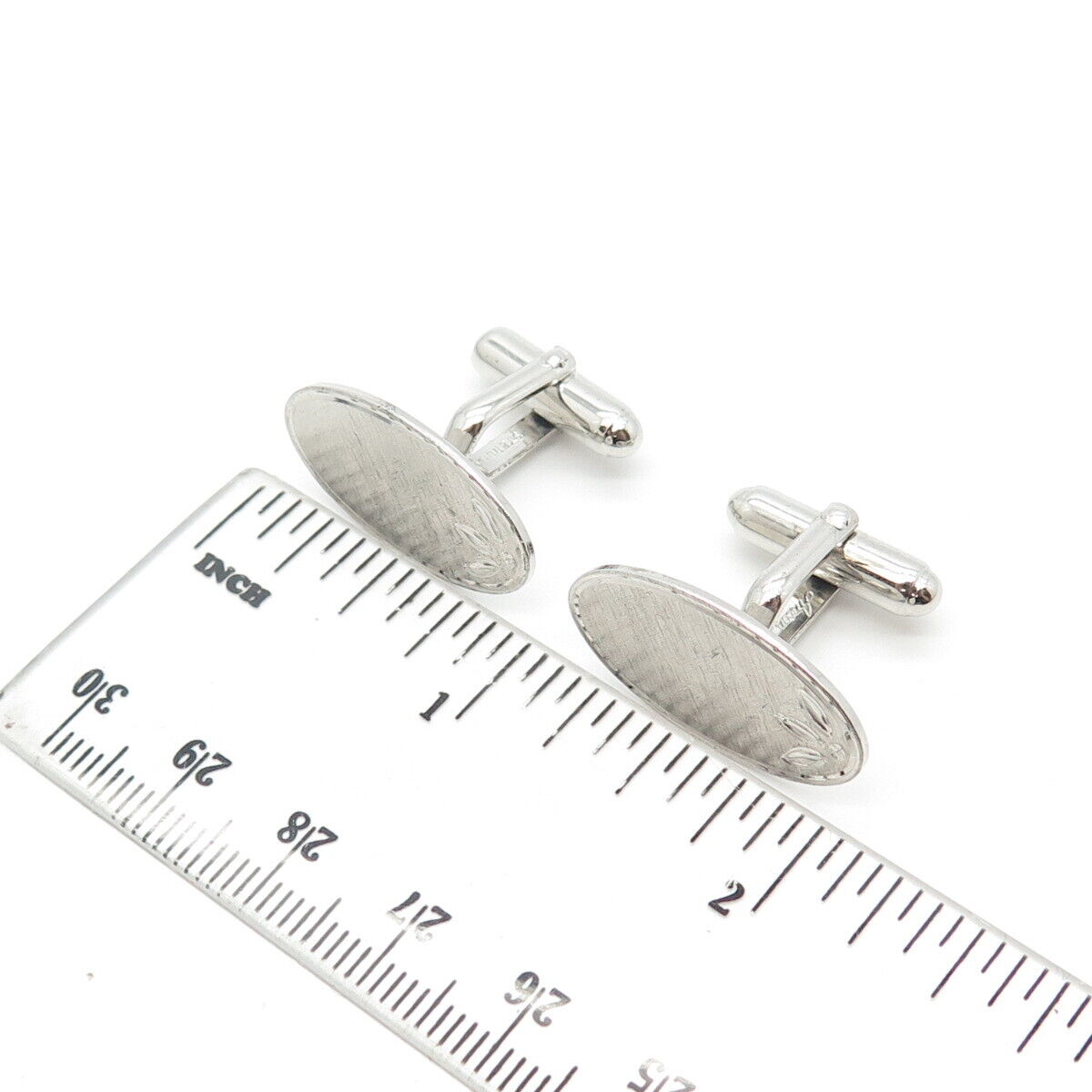 925 Sterling Silver Vintage Textured Oval Cufflinks