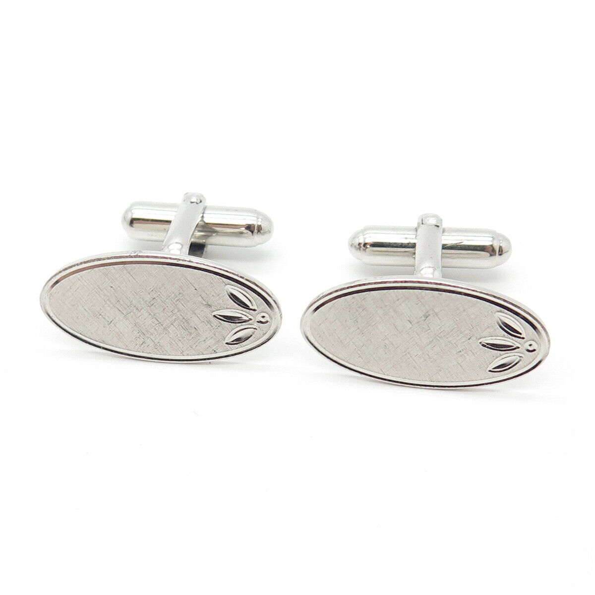 925 Sterling Silver Vintage Textured Oval Cufflinks