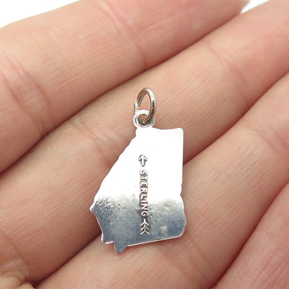 925 Sterling Silver Vintage "Georgia" State Map Charm Pendant