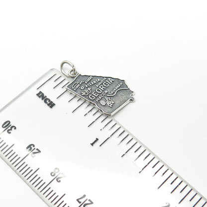 925 Sterling Silver Vintage "Georgia" State Map Charm Pendant