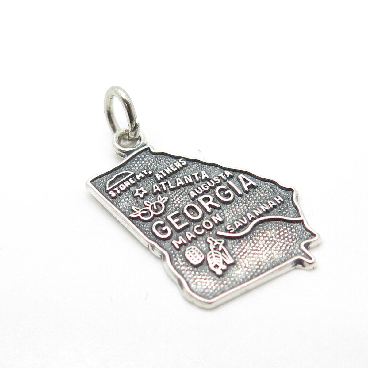 925 Sterling Silver Vintage "Georgia" State Map Charm Pendant