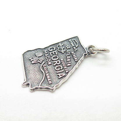 925 Sterling Silver Vintage "Georgia" State Map Charm Pendant