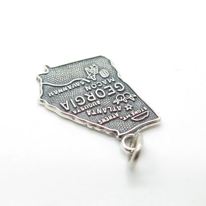 925 Sterling Silver Vintage "Georgia" State Map Charm Pendant