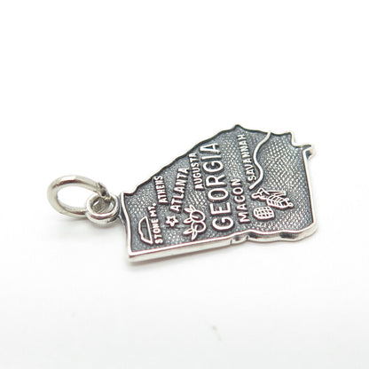 925 Sterling Silver Vintage "Georgia" State Map Charm Pendant