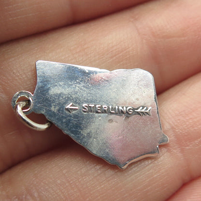 925 Sterling Silver Vintage "Georgia" State Map Charm Pendant