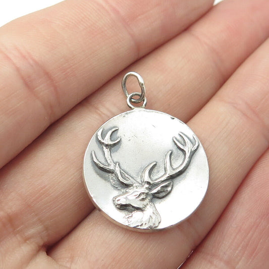 925 Sterling Silver Vintage Moose / Elk Charm Pendant