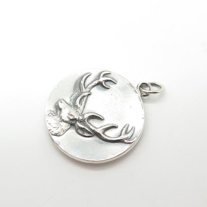 925 Sterling Silver Vintage Moose / Elk Charm Pendant