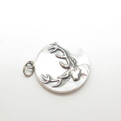 925 Sterling Silver Vintage Moose / Elk Charm Pendant