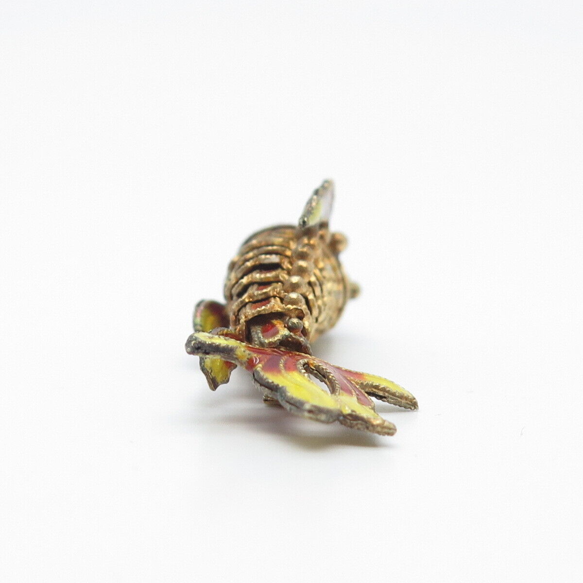 925 Sterling Silver Gold Plated Antique Enamel Chinese Koi Fish Pendant