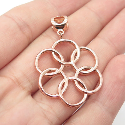 925 Sterling Silver Rose Gold Plated Pave C Z Pendant