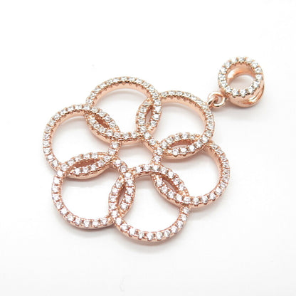 925 Sterling Silver Rose Gold Plated Pave C Z Pendant