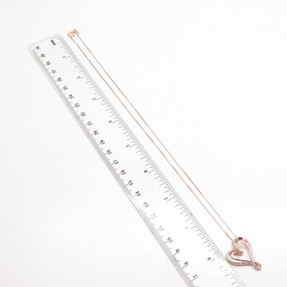 925 Sterling Silver Rose Gold Plated Real White Diamonds Box Chain Necklace 18"