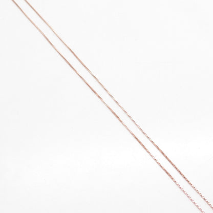 925 Sterling Silver Rose Gold Plated Real White Diamonds Box Chain Necklace 18"
