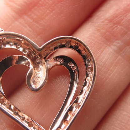 925 Sterling Silver Rose Gold Plated Real White Diamonds Box Chain Necklace 18"