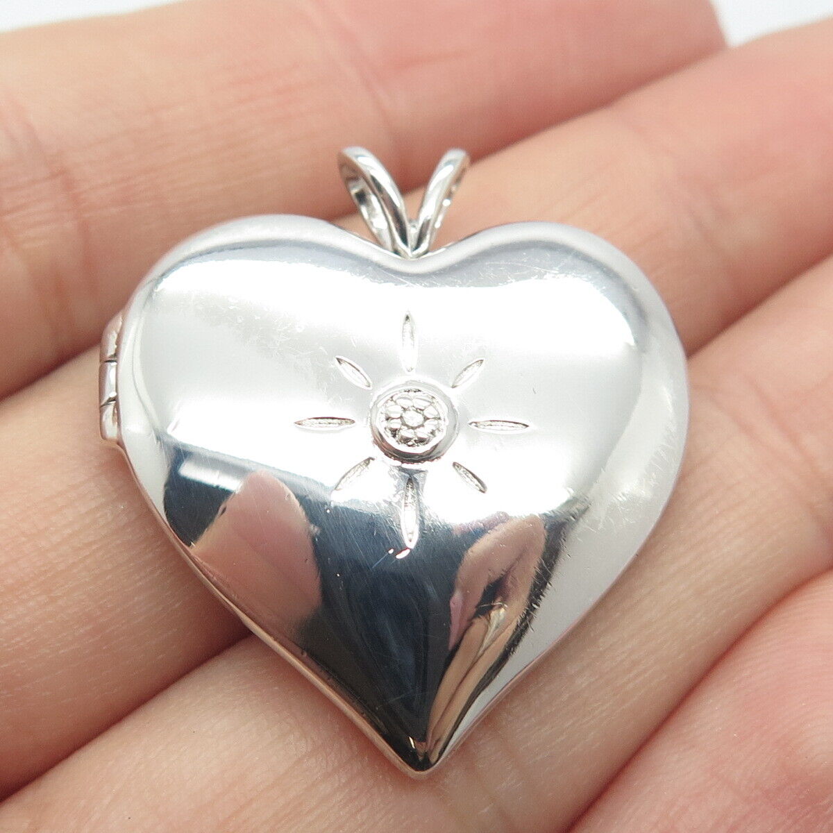 925 Sterling Silver Real Diamond Accent I Love You Heart Locket Pendant