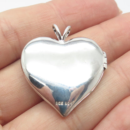 925 Sterling Silver Real Diamond Accent I Love You Heart Locket Pendant