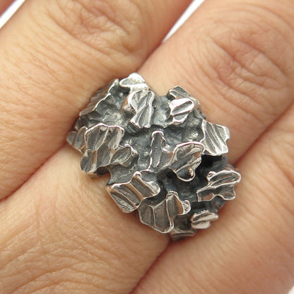 925 Sterling Silver Vintage Modernist Ring Size 7.75