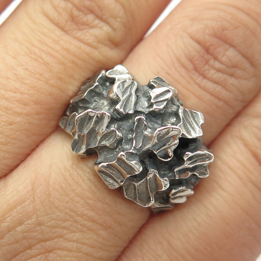 925 Sterling Silver Vintage Modernist Ring Size 7.75