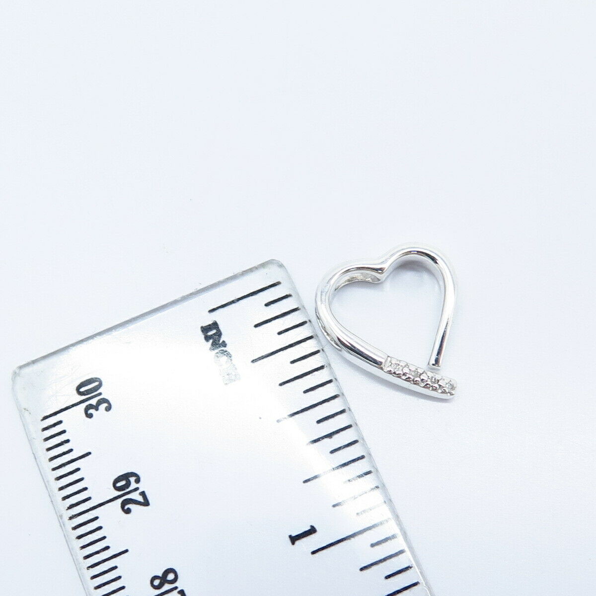 925 Sterling Silver Real Diamond Open Heart Slide Pendant