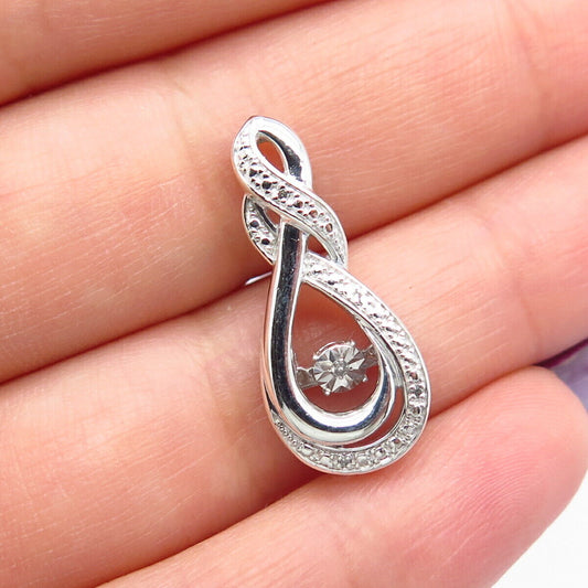 925 Sterling Silver Real Diamond Slide Pendant