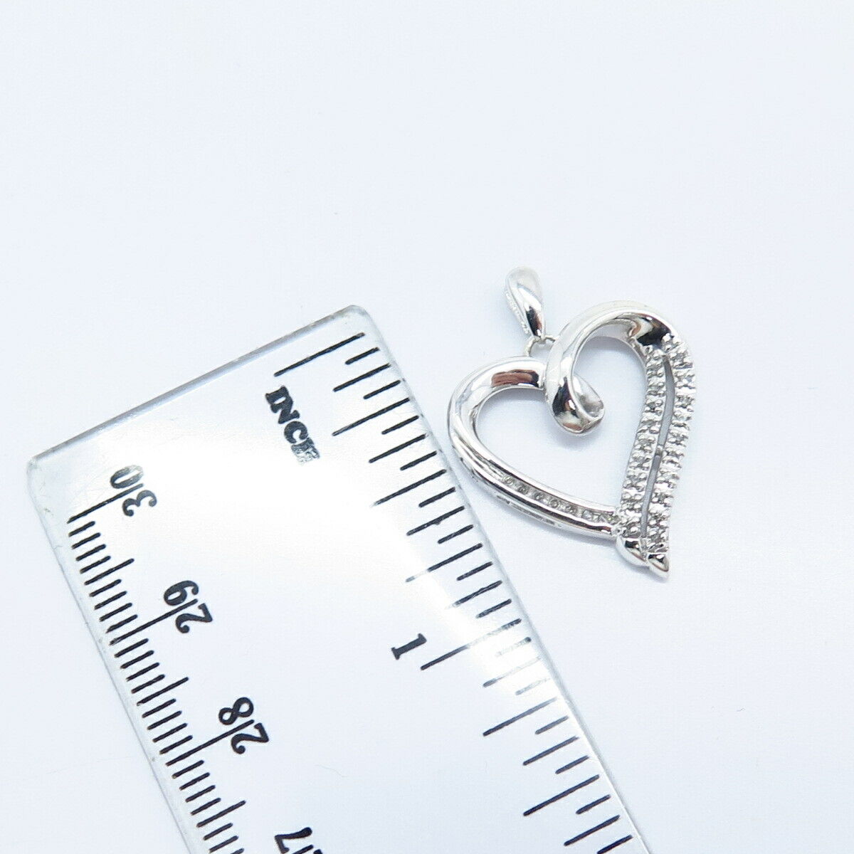 925 Sterling Silver Real Diamond Open Heart Pendant