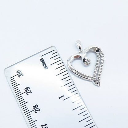 925 Sterling Silver Real Diamond Open Heart Pendant