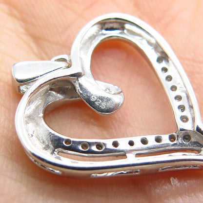 925 Sterling Silver Real Diamond Open Heart Pendant