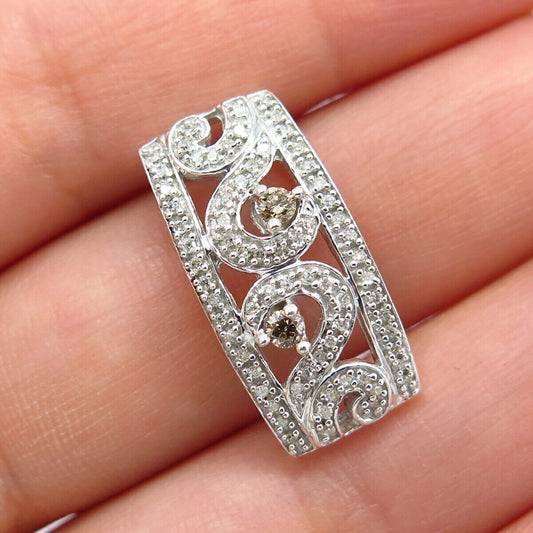 925 Sterling Silver Jane Seymour Real Diamond Ornate Slide Pendant