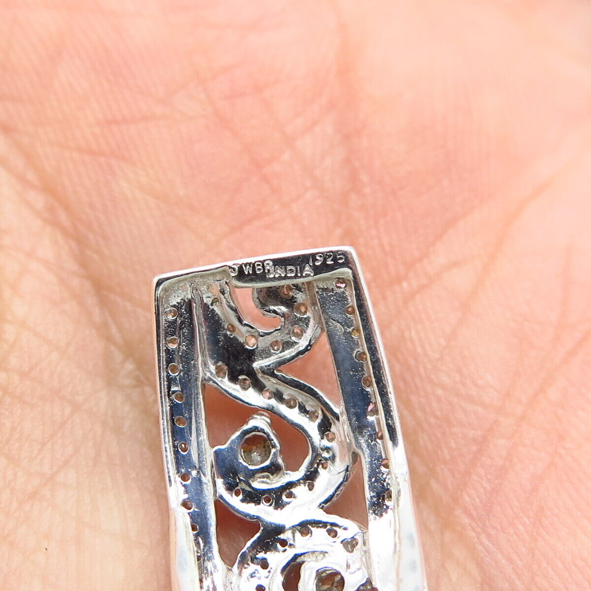 925 Sterling Silver Jane Seymour Real Diamond Ornate Slide Pendant