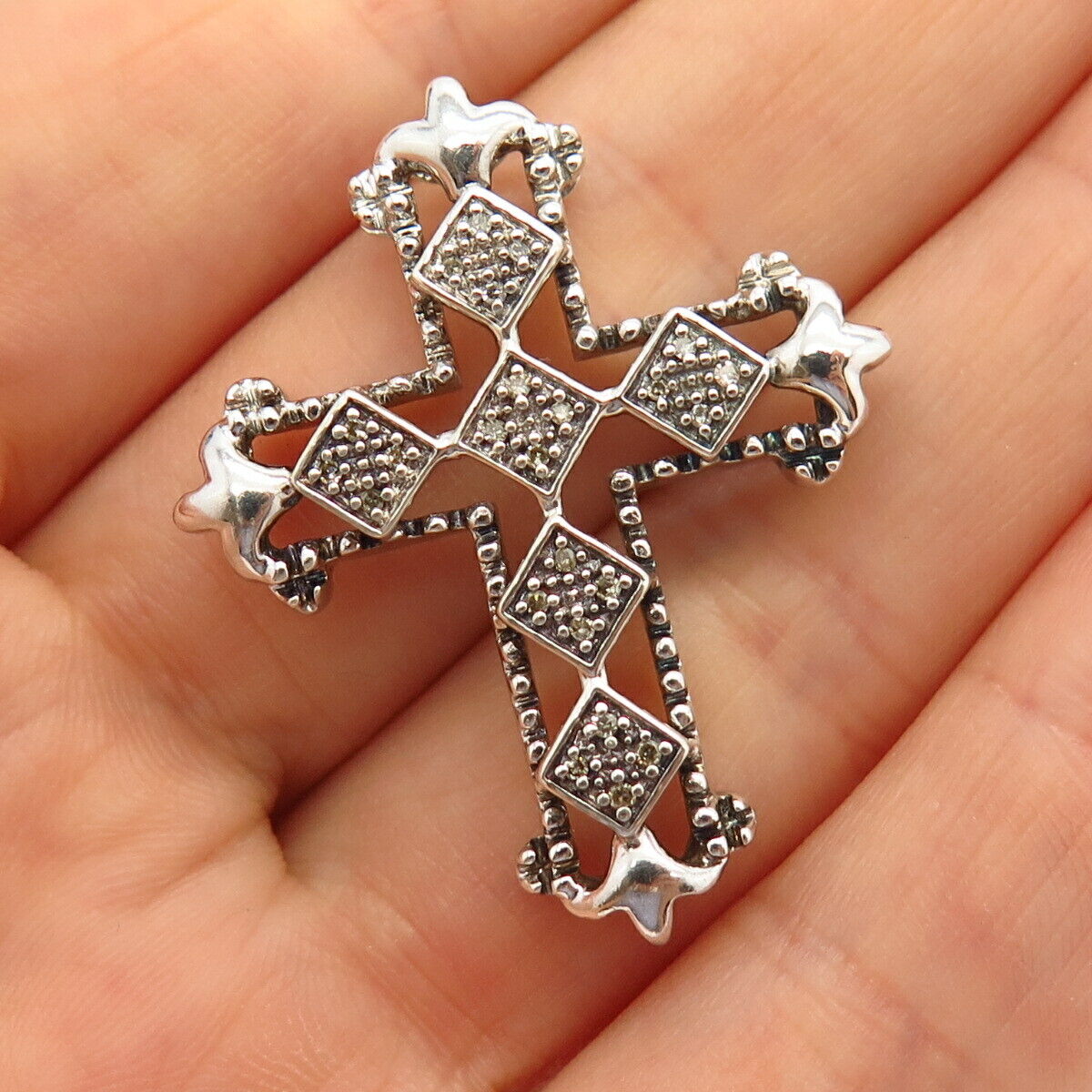 925 Sterling Silver JWBR Kay Jewelers Diamond Fleur-De-Lis Cross Slide Pendant