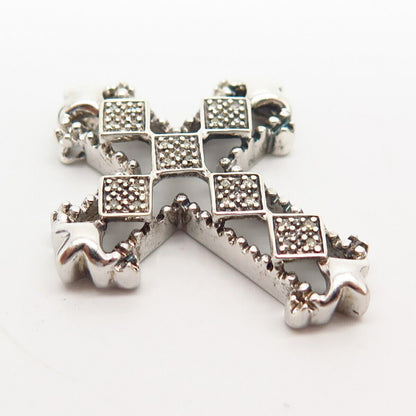 925 Sterling Silver JWBR Kay Jewelers Diamond Fleur-De-Lis Cross Slide Pendant