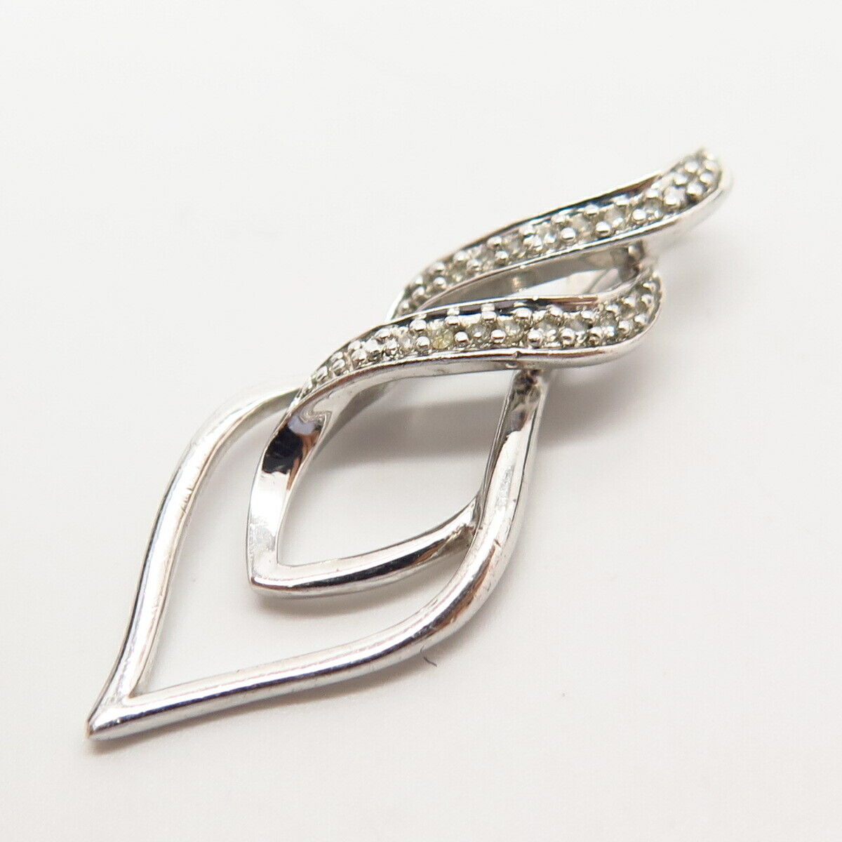 925 Sterling Silver Real Diamond Teardrop Design Slide Pendant