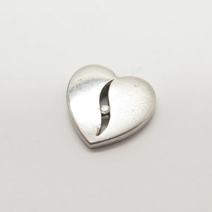 925 Sterling Silver Real Diamond Heart Slide Pendant