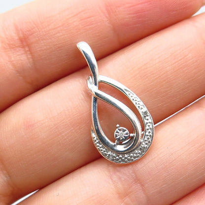 925 Sterling Silver Real White Diamond Slide Pendant