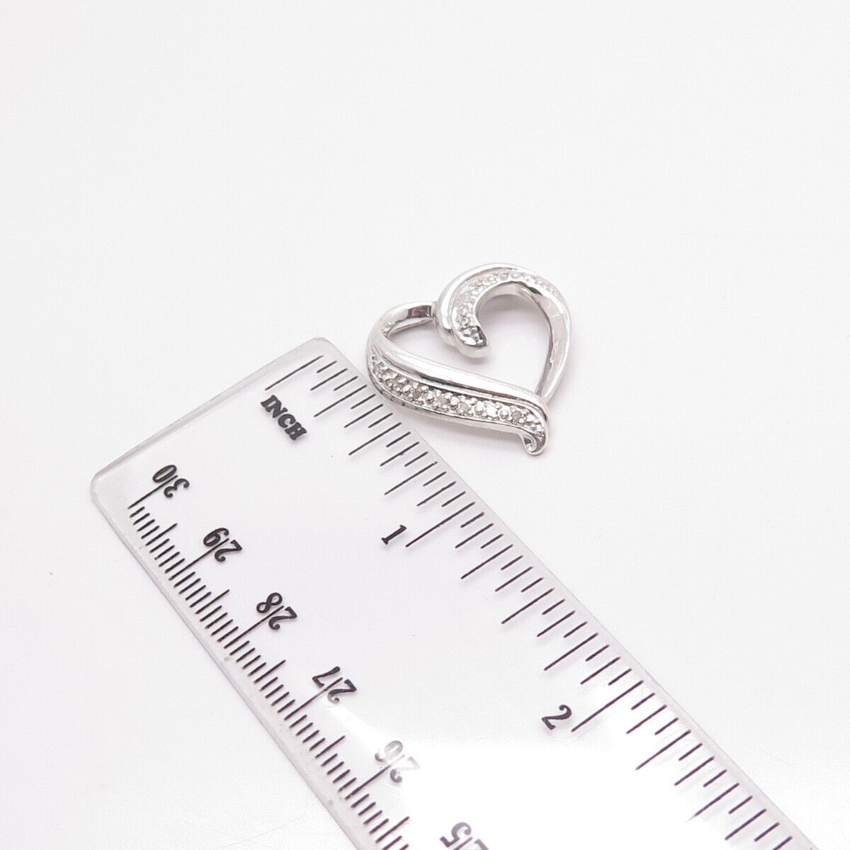 925 Sterling Silver Real Diamond Accent Open Heart Slide Pendant