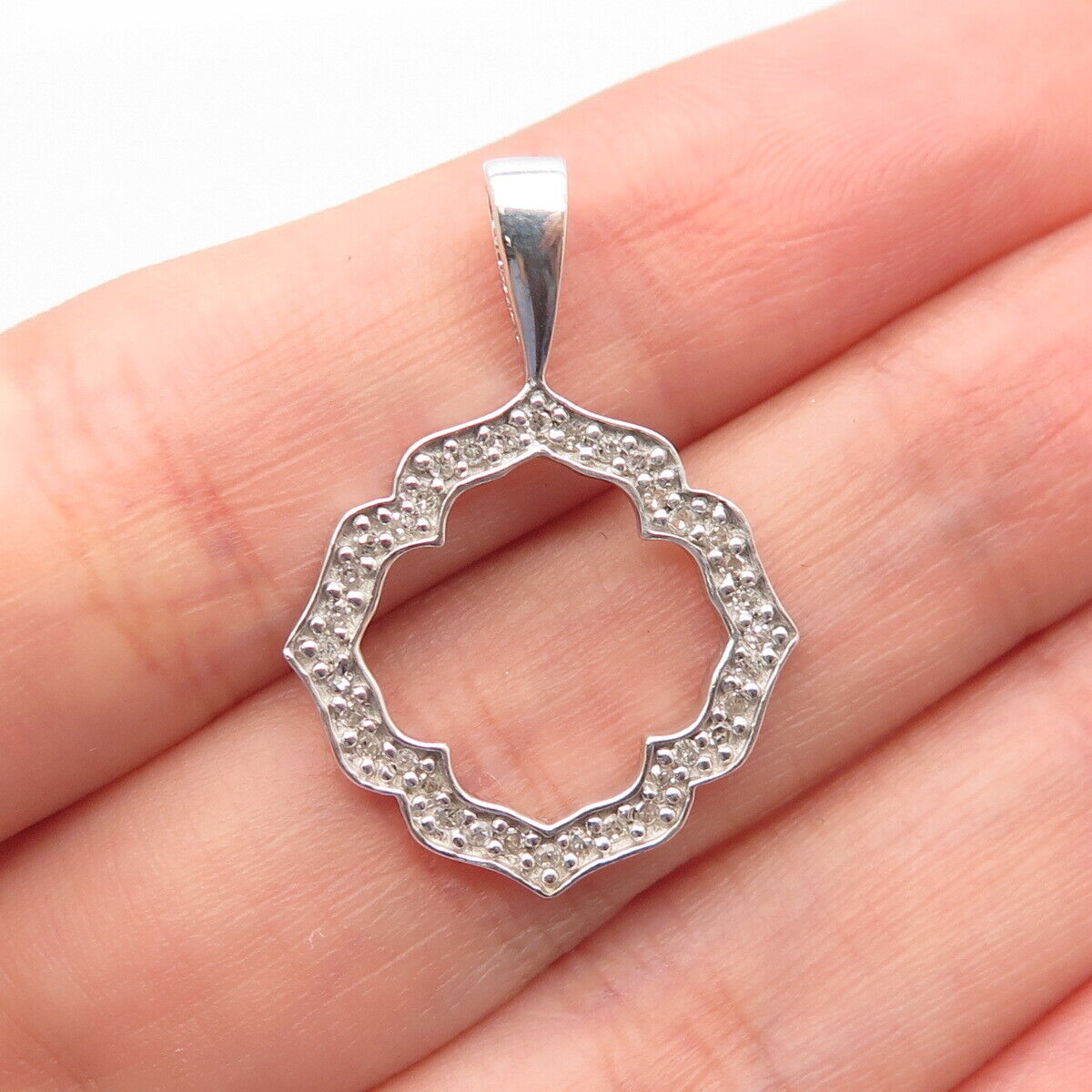 925 Sterling Silver Heng Ngai Real Diamond Accent Open Ornate Pendant