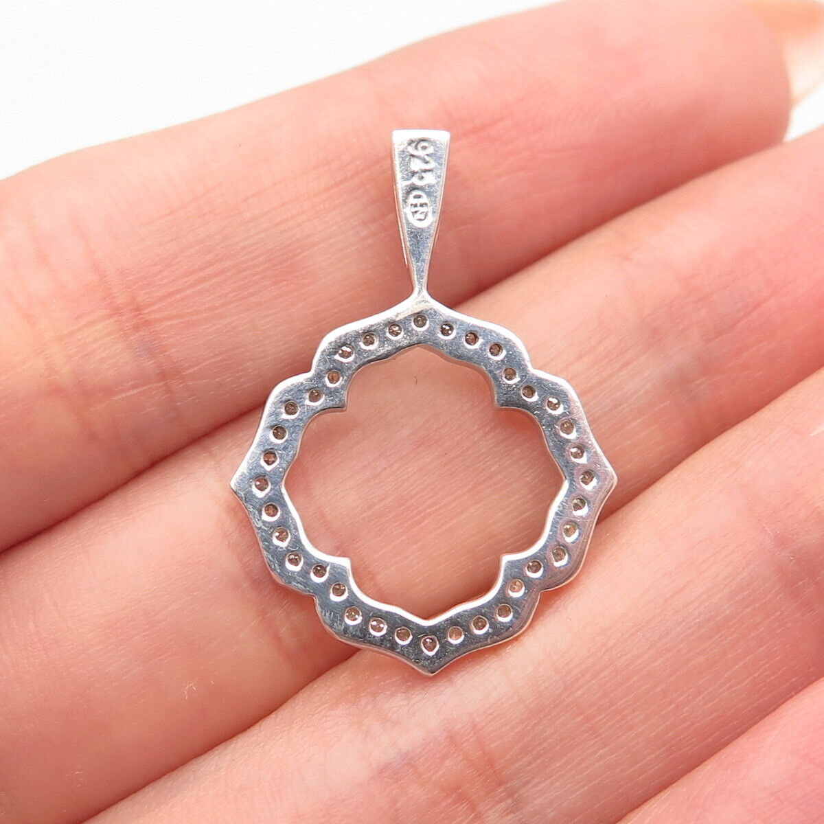 925 Sterling Silver Heng Ngai Real Diamond Accent Open Ornate Pendant