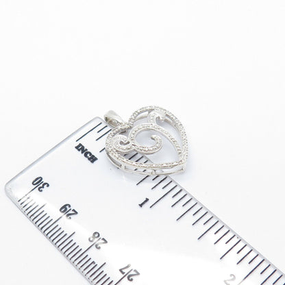 925 Sterling Silver Real White Diamond Heart Pendant