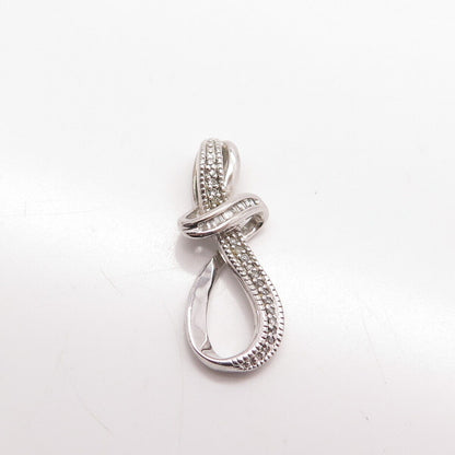 925 Sterling Silver SUN Real White Diamond Twisted Knot Minimalist Pendant