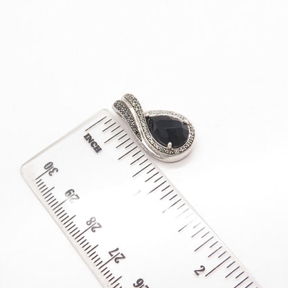 925 Sterling Silver Real Diamond & Melanite Gem Slide Pendant